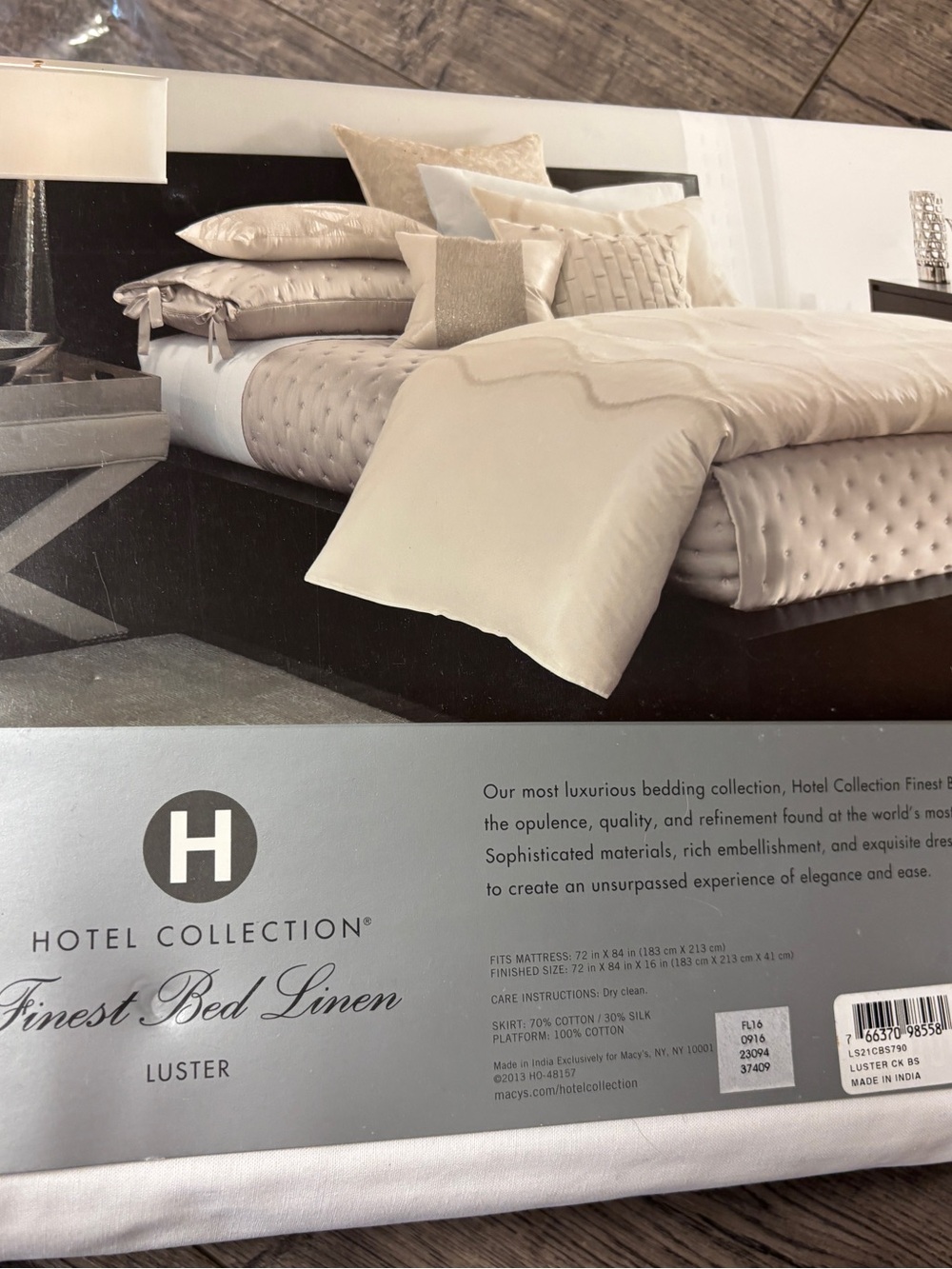 Hotel Collection LUSTER Cal-King Bedskirt 16" Drop Beige Cream NWT Silk Blend - Picture 2 of 6